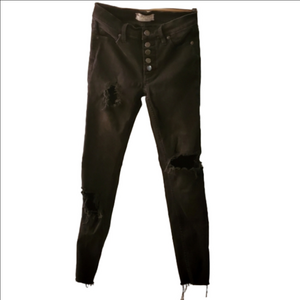 Free People High Waisted Ripped Skinny Jeans